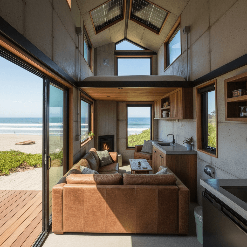 industrial Beach Tiny House - Show Whole Interior - Interior view