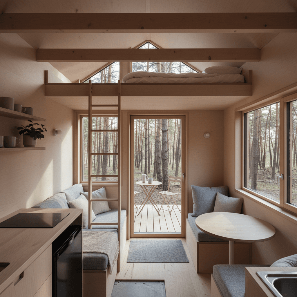 scandinavian Forest Tiny House - Interior view
