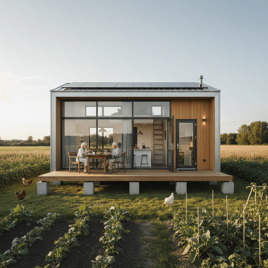 Modern rural Tiny House - Stairs Wooden Stairs - Exterior view