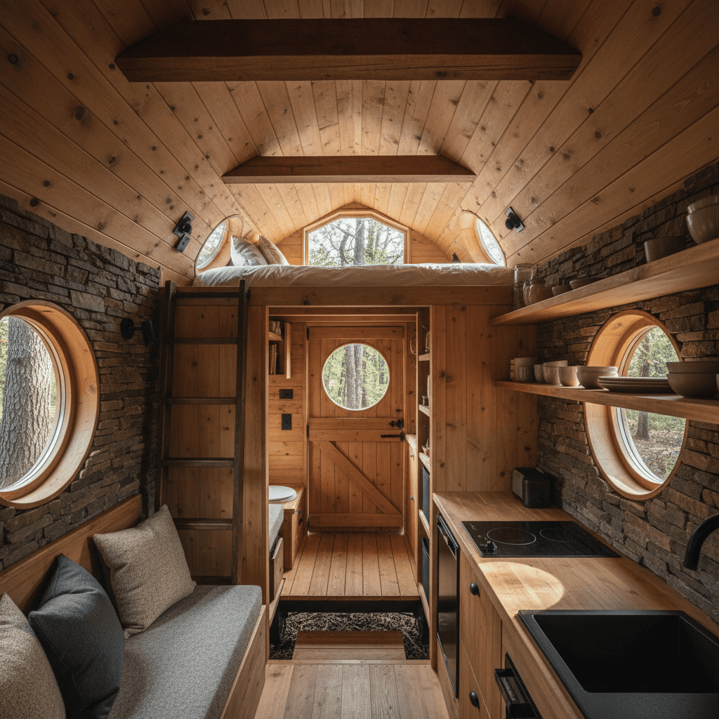 Rustic Forest Tiny House - Interior view