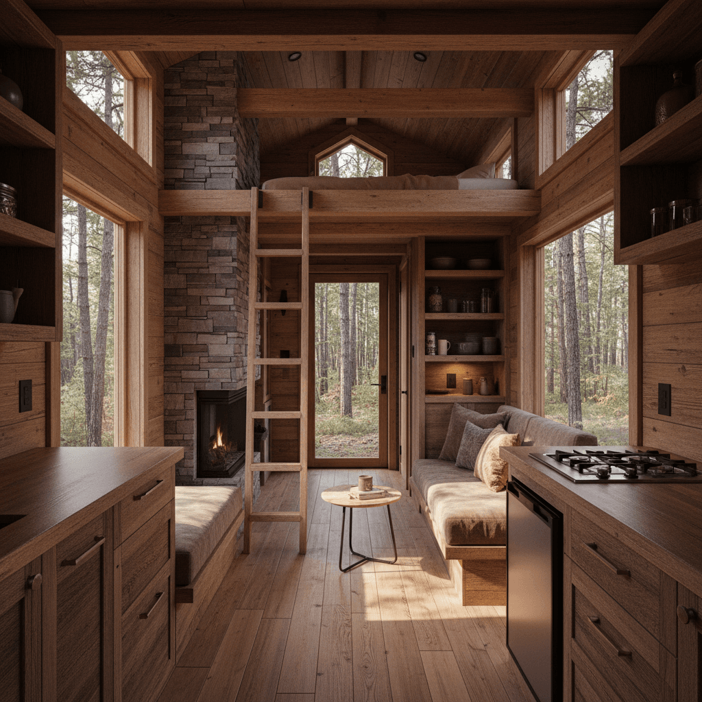 Rustic Forest Tiny House - Interior view