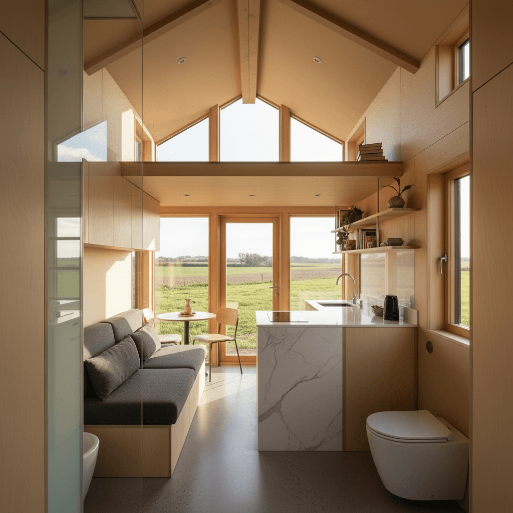 Modern rural Tiny House - There Loft There - Interior view