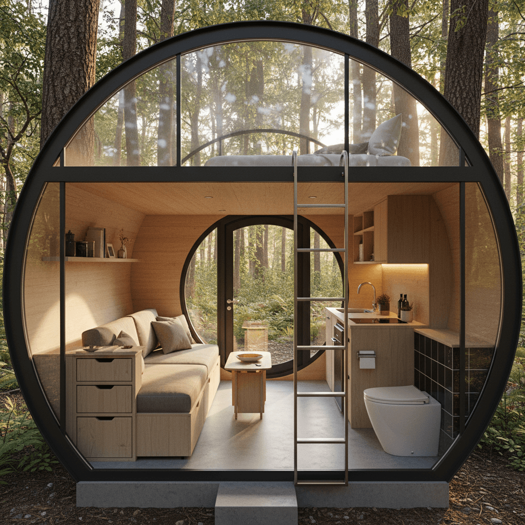 Modern Forest Tiny House - Interior view