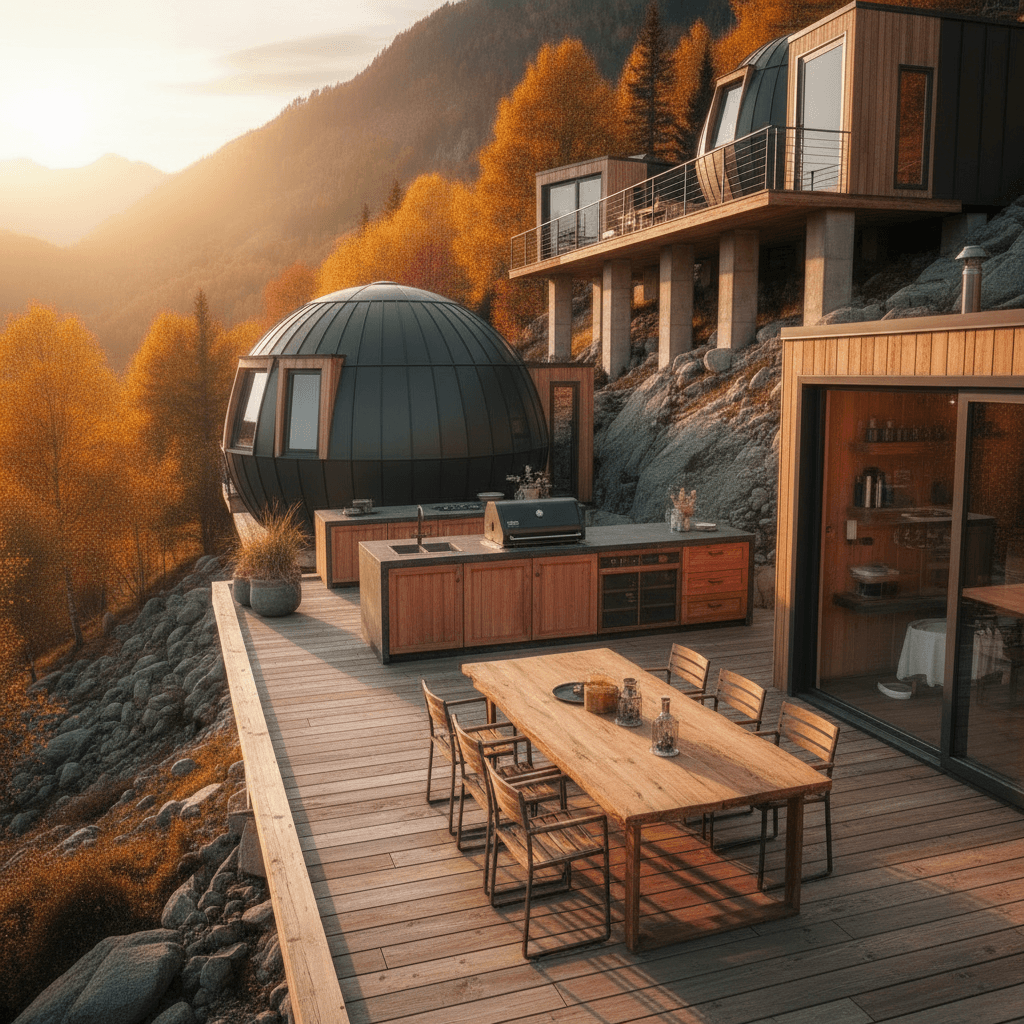 Modern mountain Tiny House - Houses Mountain Where - Show Sphersome House - Show Otherside Spherosome - Show Other Side - Show Nice Public - Exterior view