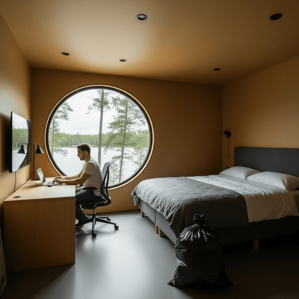 Modern lakeside Tiny House - Open Outdoor Kitchen - Forestthere Houses Have - Show Hemicycle Living - There Kitchen Room - Room Only Nice - There Only King - Show Other Side - Show Square House - Interior view