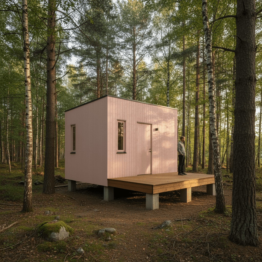 scandinavian Forest Tiny House - Pink - Exterior view