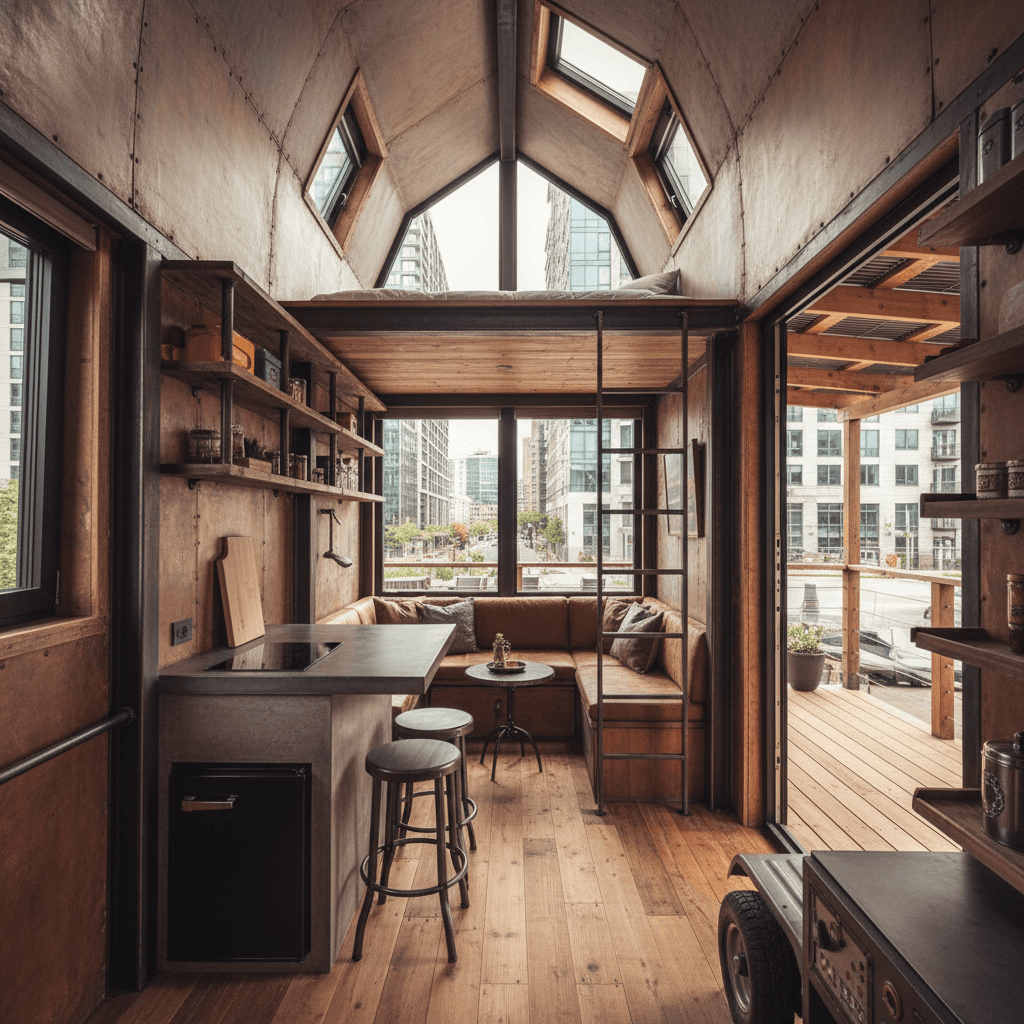 industrial Urban Tiny House - Interior view