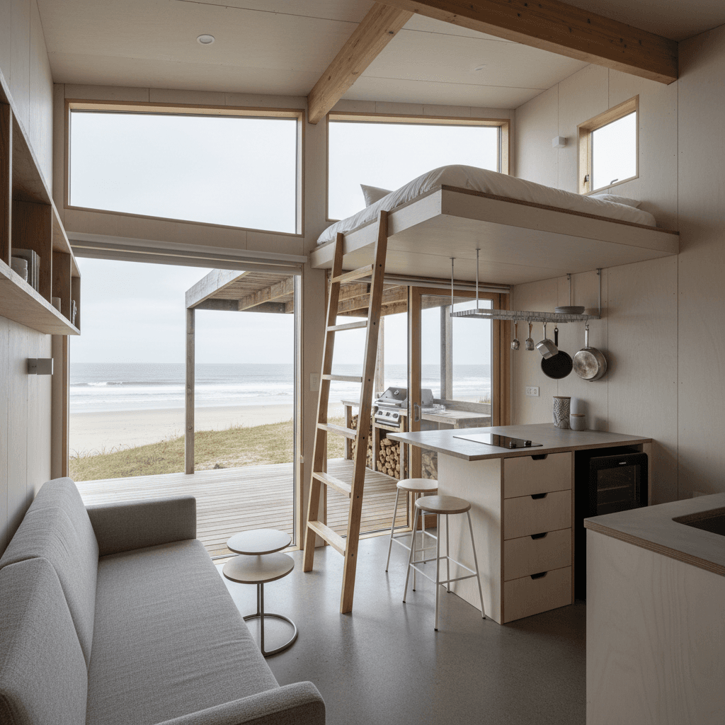 Minimalist Beach Tiny House - Interior view