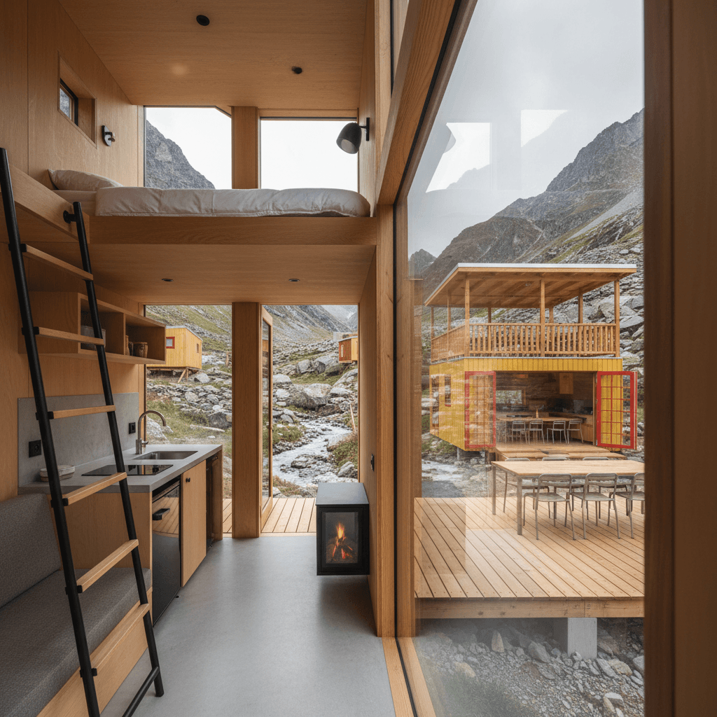 Modern mountain Tiny House - Interior view