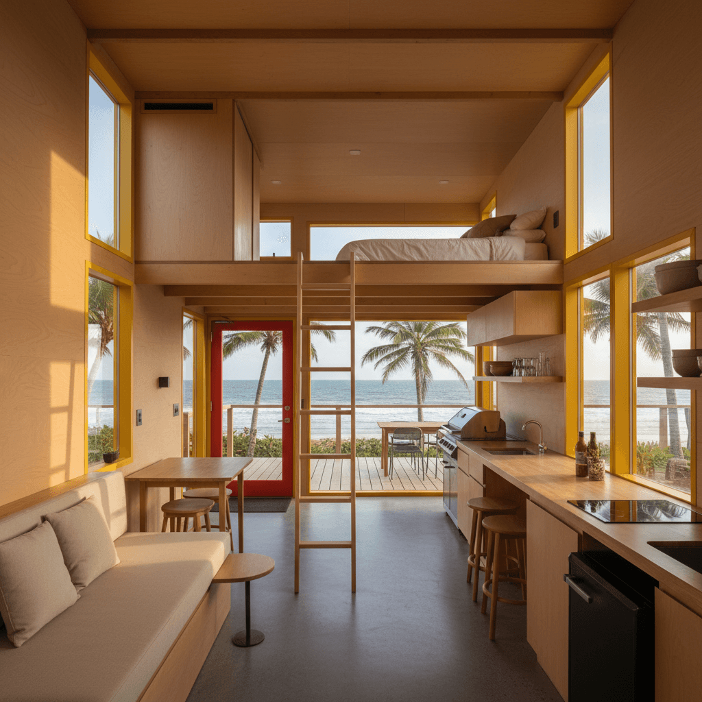 Modern Beach Tiny House - Interior view