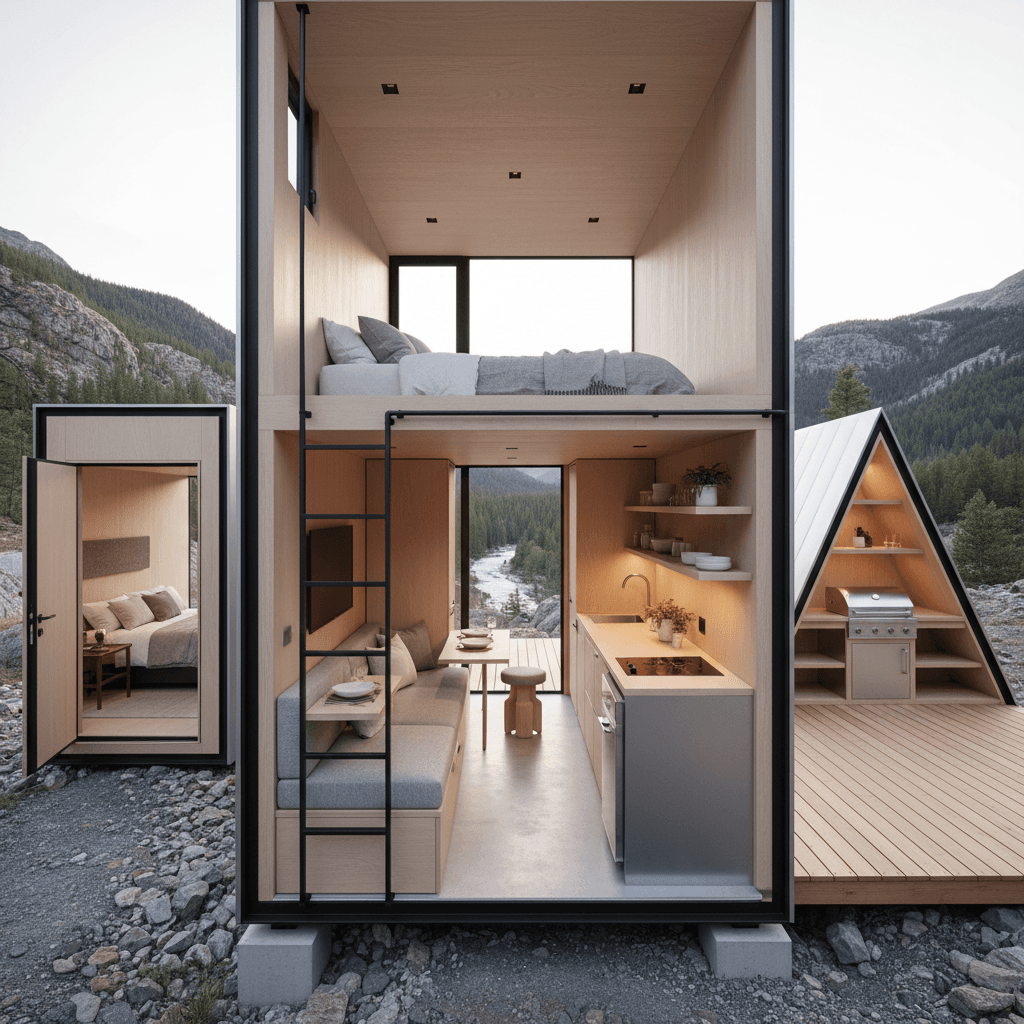 Modern mountain Tiny House - Interior view