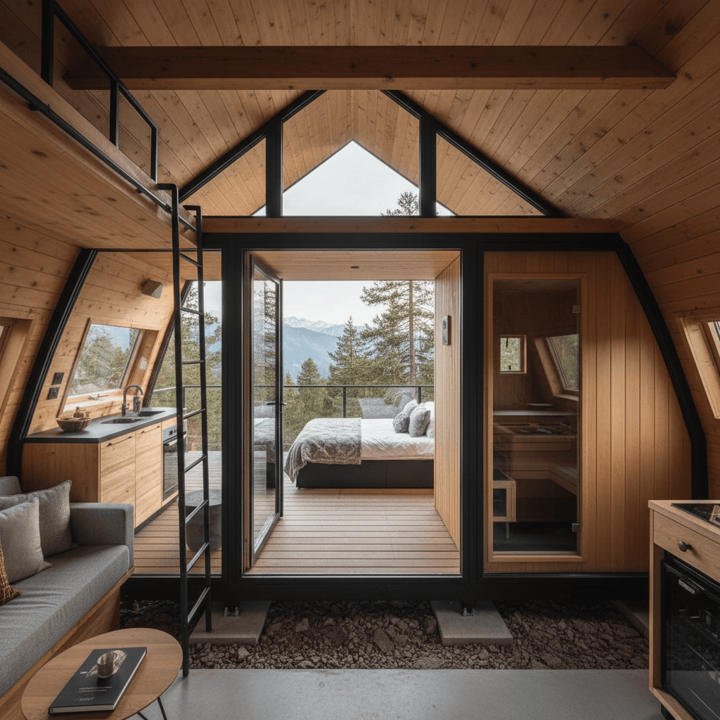 Modern mountain Tiny House - Interior view