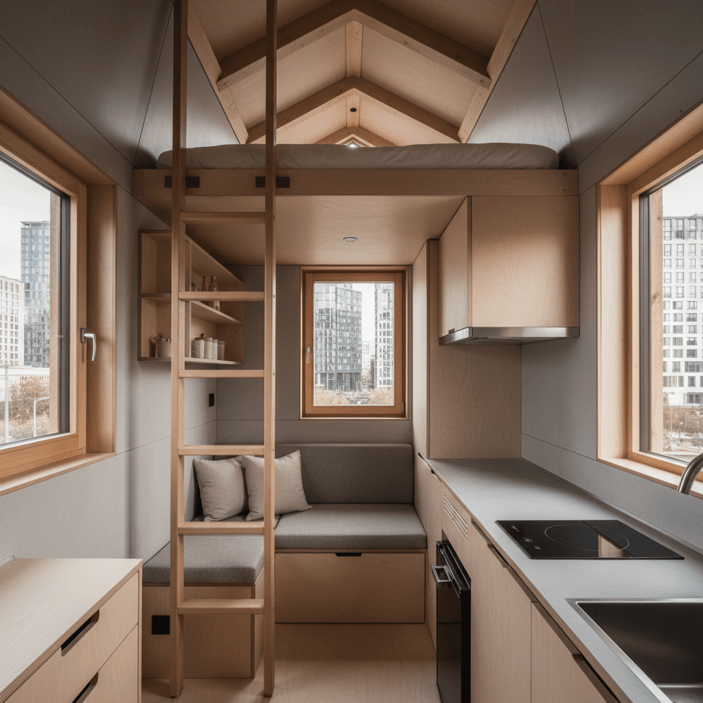 Minimalist Urban Tiny House - Interior view