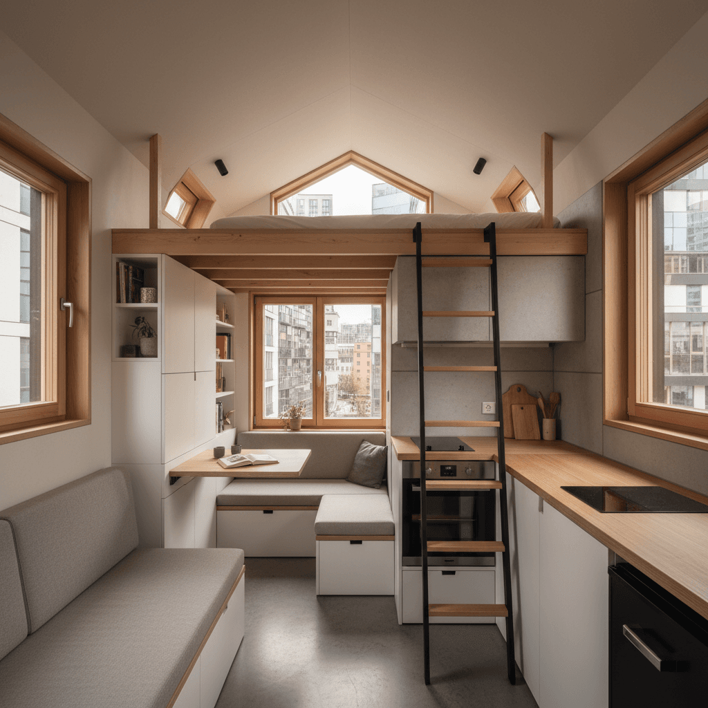 Minimalist Urban Tiny House - Interior view