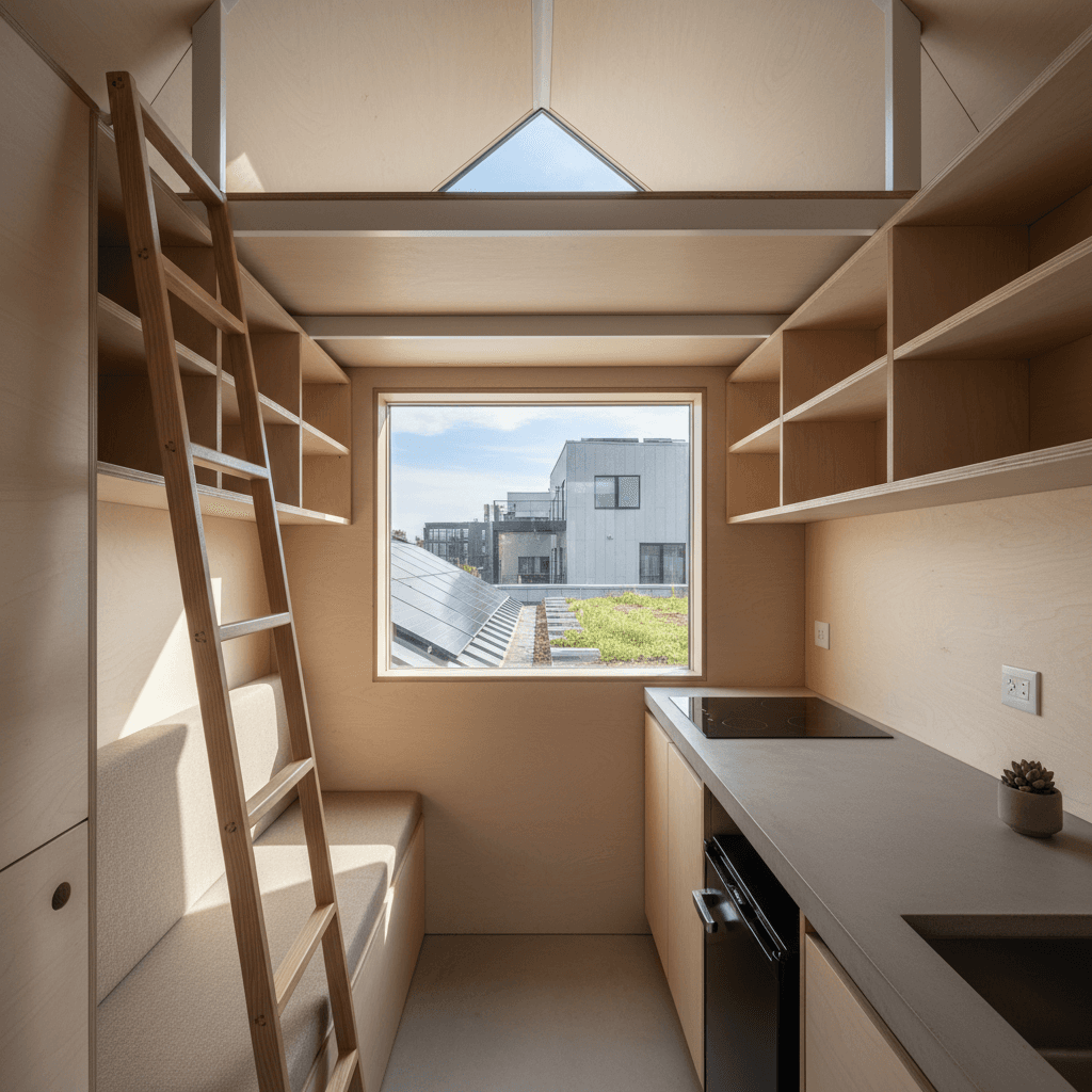 Minimalist Urban Tiny House - Interior view