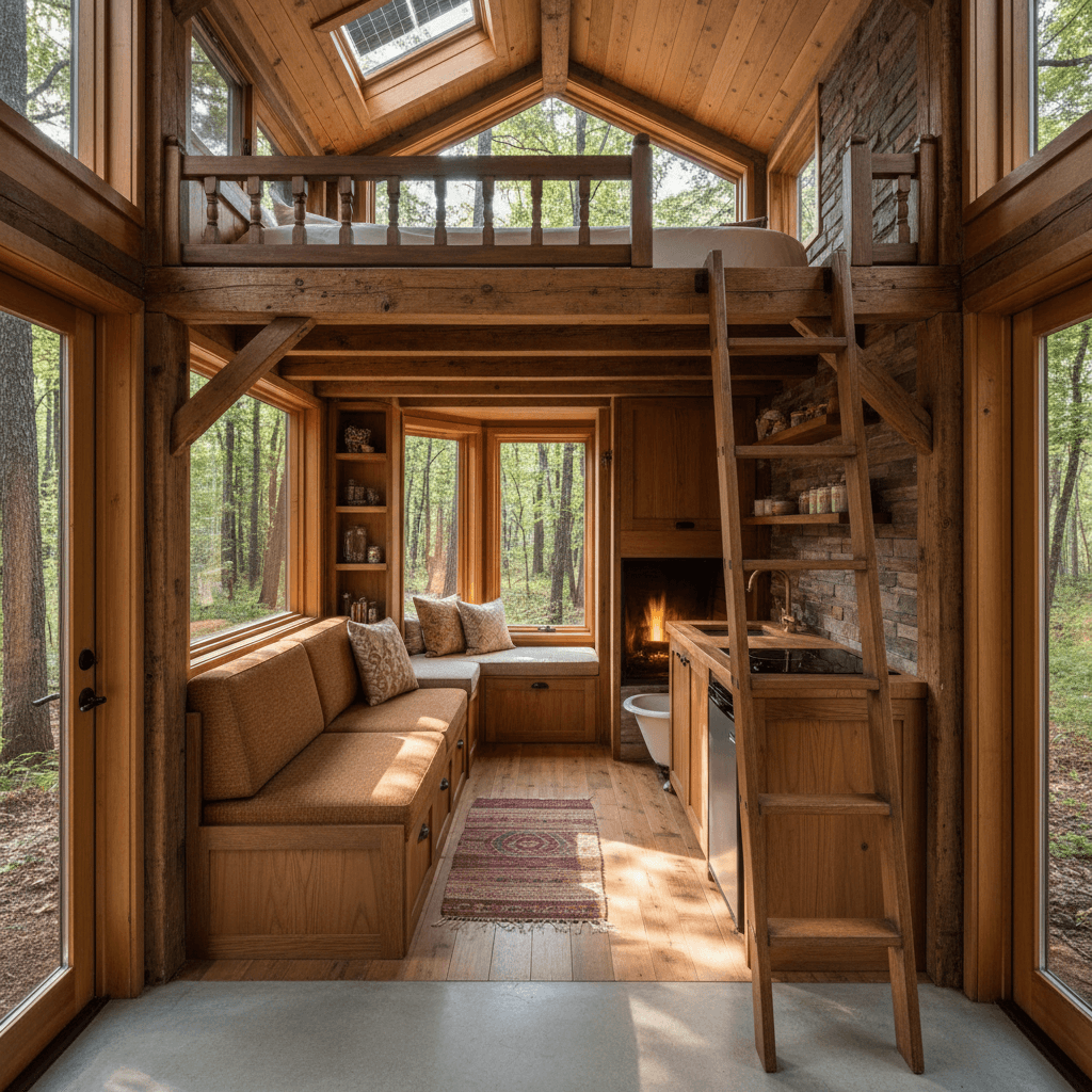 Rustic Forest Tiny House - Interior view