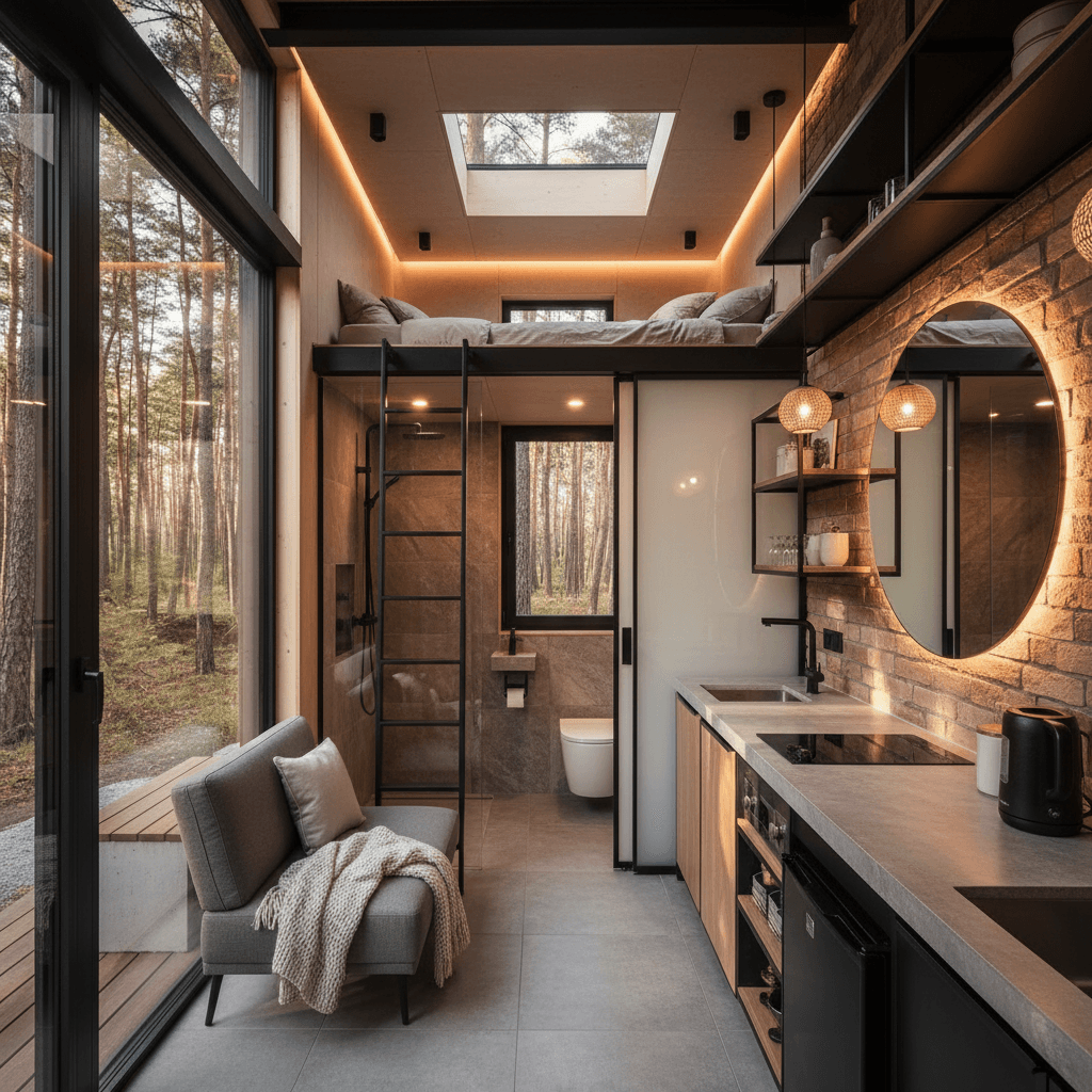 Modern Forest Tiny House - Interior view
