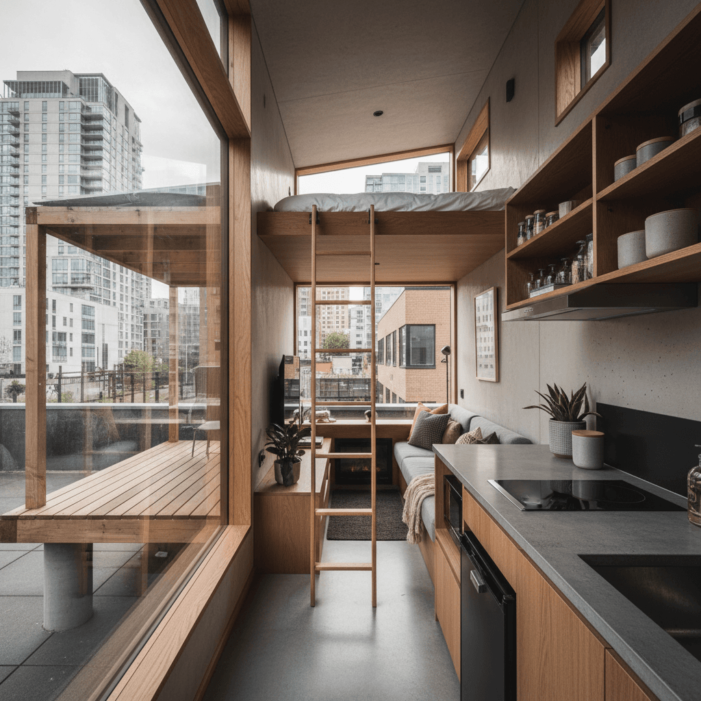 Modern Urban Tiny House - Interior view