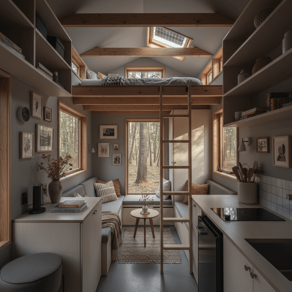 Minimalist Forest Tiny House - Interior view