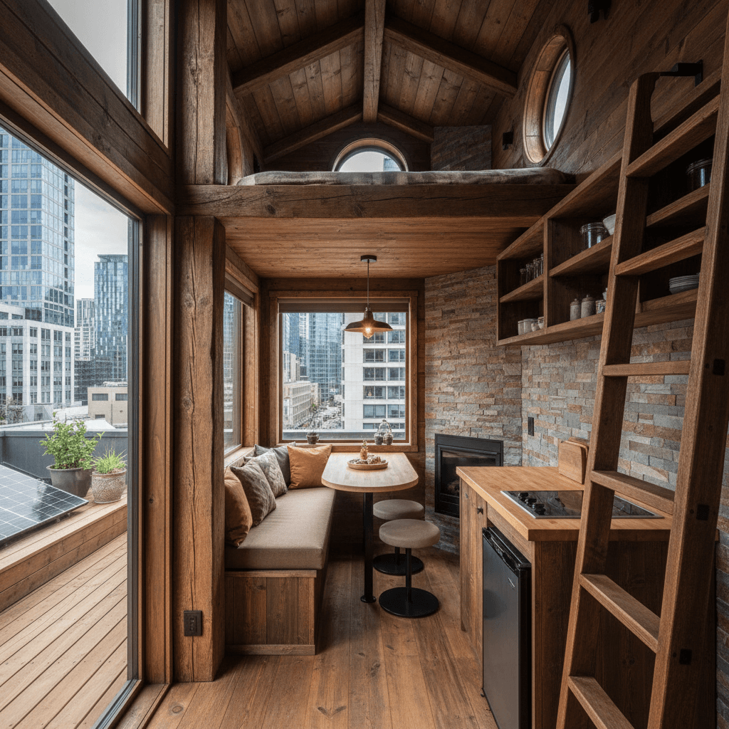Rustic Urban Tiny House - Interior view