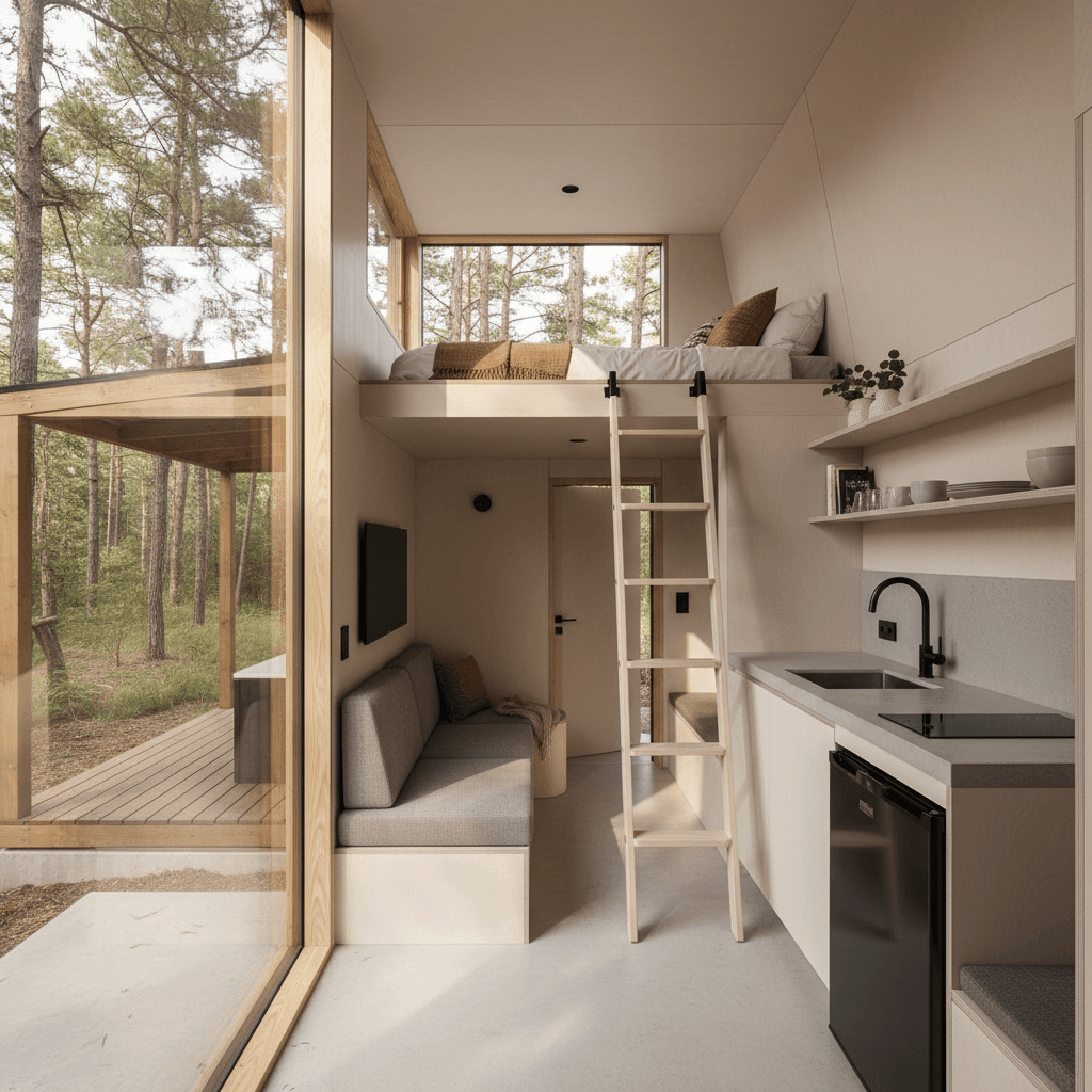 Modern Forest Tiny House - Interior view