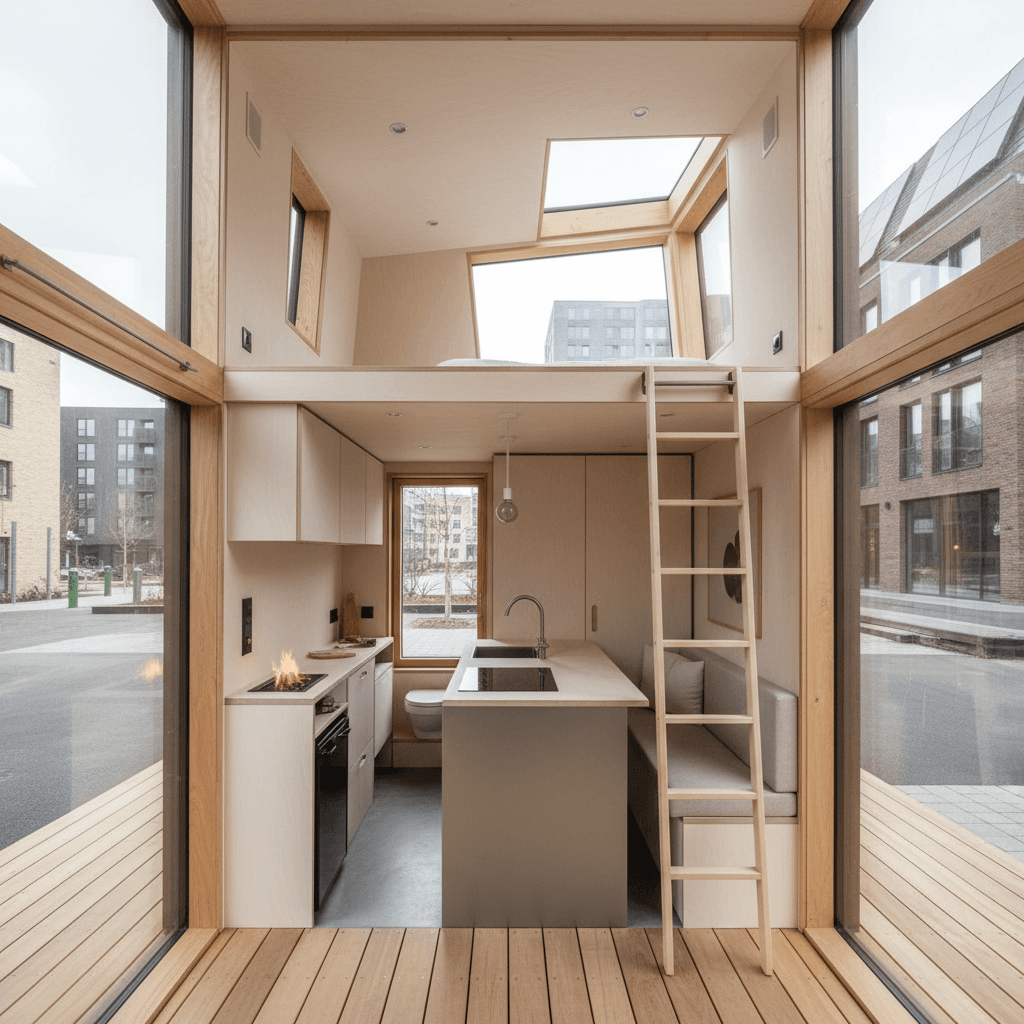 scandinavian Urban Tiny House - Interior view
