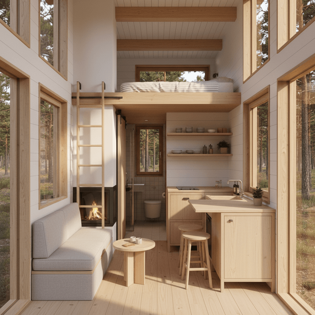scandinavian Forest Tiny House - Interior view