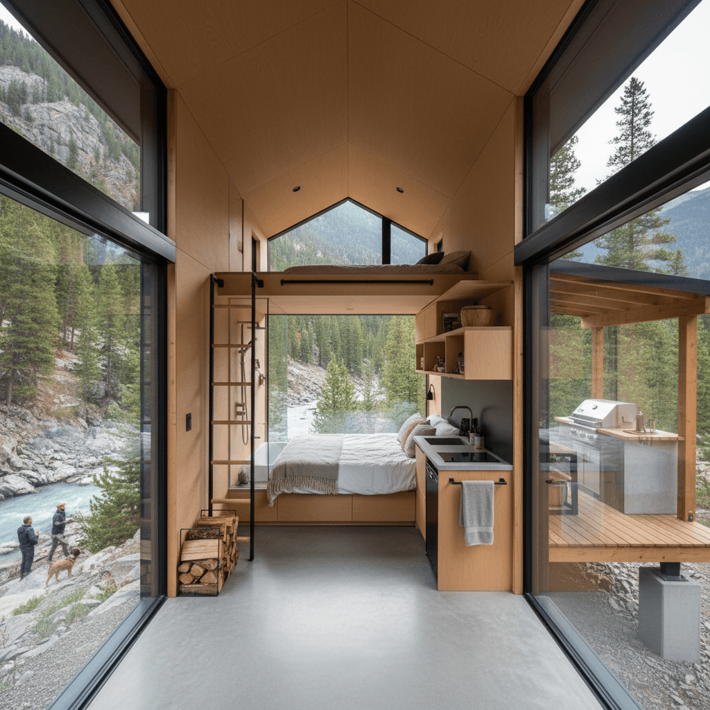 Modern mountain Tiny House - Interior view