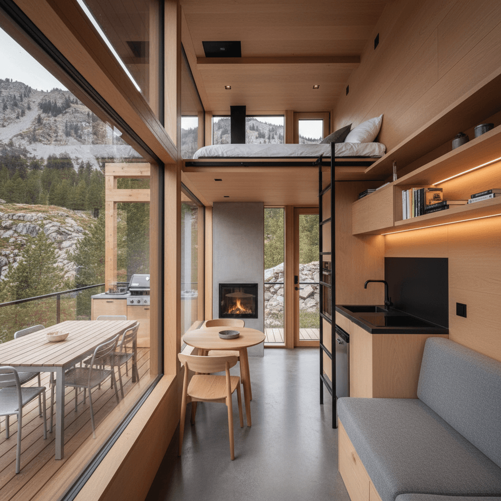 Modern mountain Tiny House - Interior view