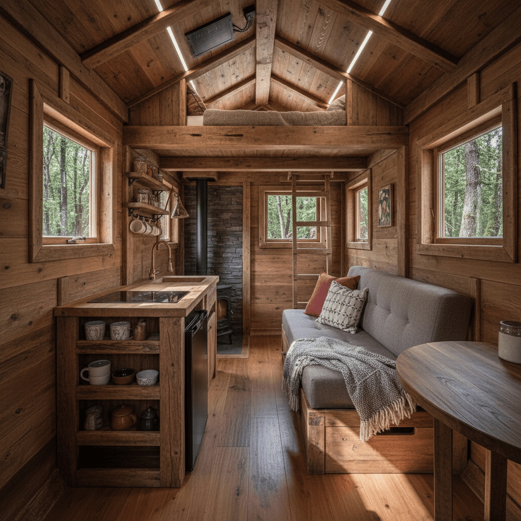 Rustic Forest Tiny House - Interior view