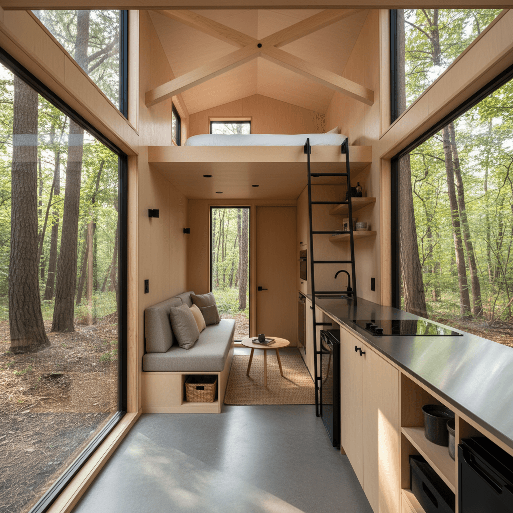 Modern Forest Tiny House - Interior view