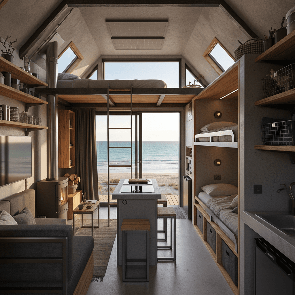 industrial Beach Tiny House - Interior view
