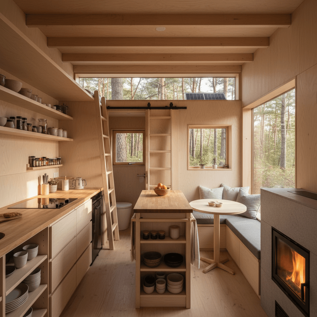 scandinavian Forest Tiny House - Interior view