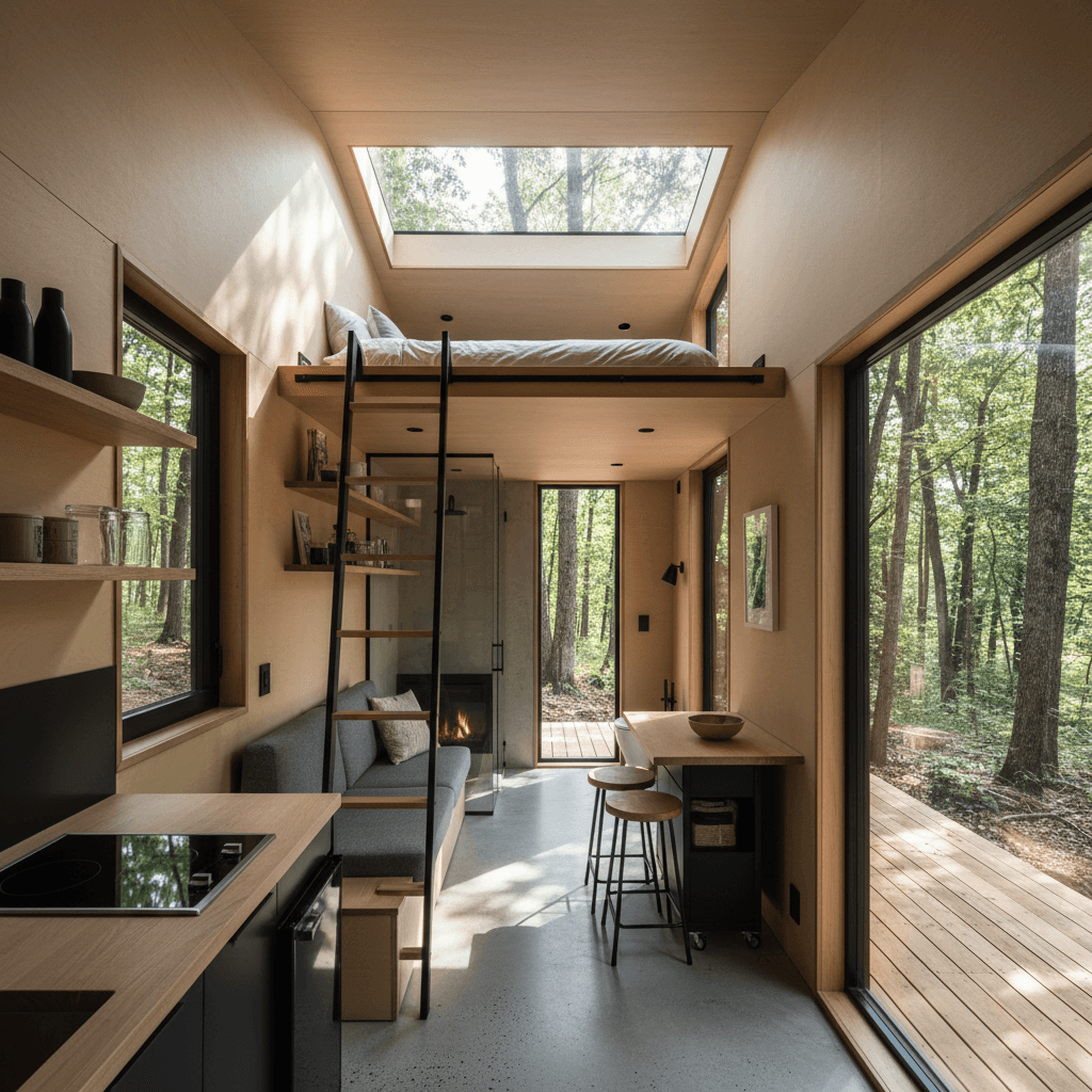 Modern Forest Tiny House - Interior view