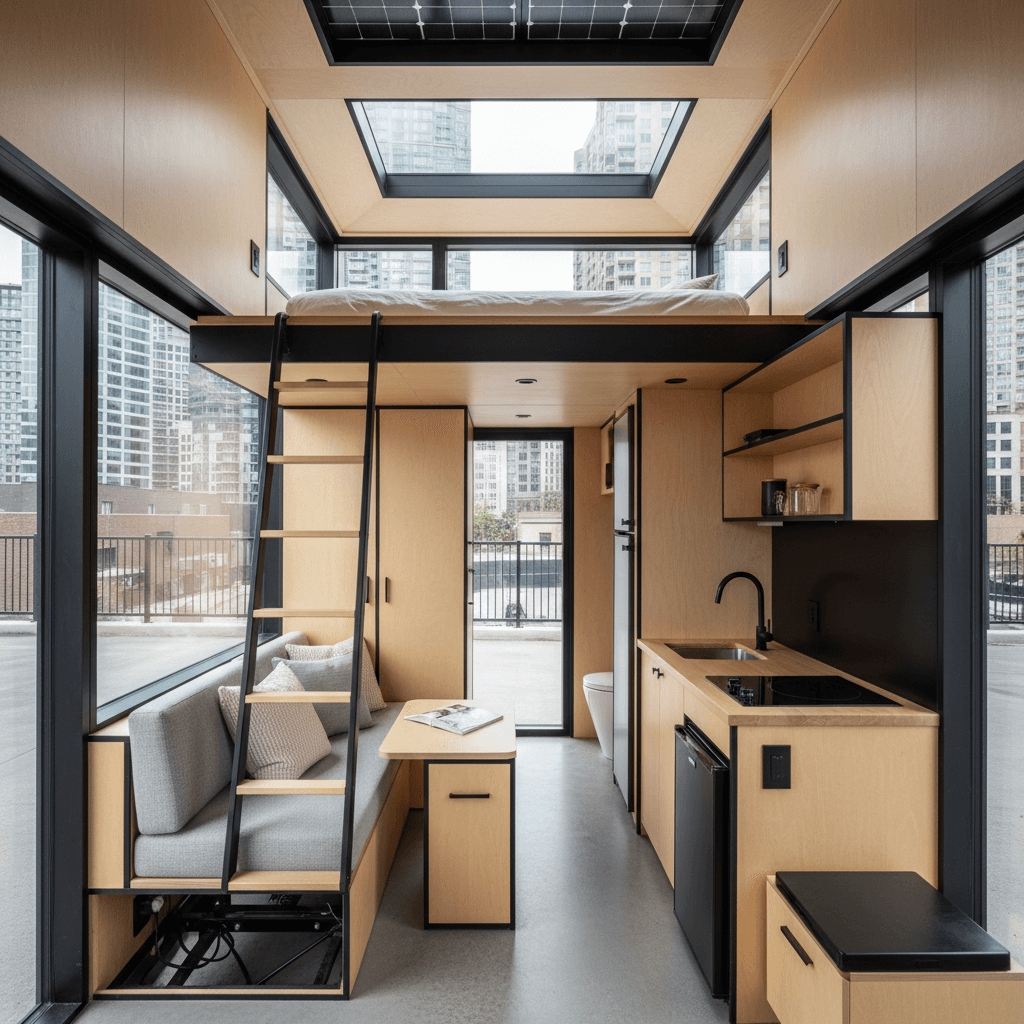 Modern Urban Tiny House - Interior view