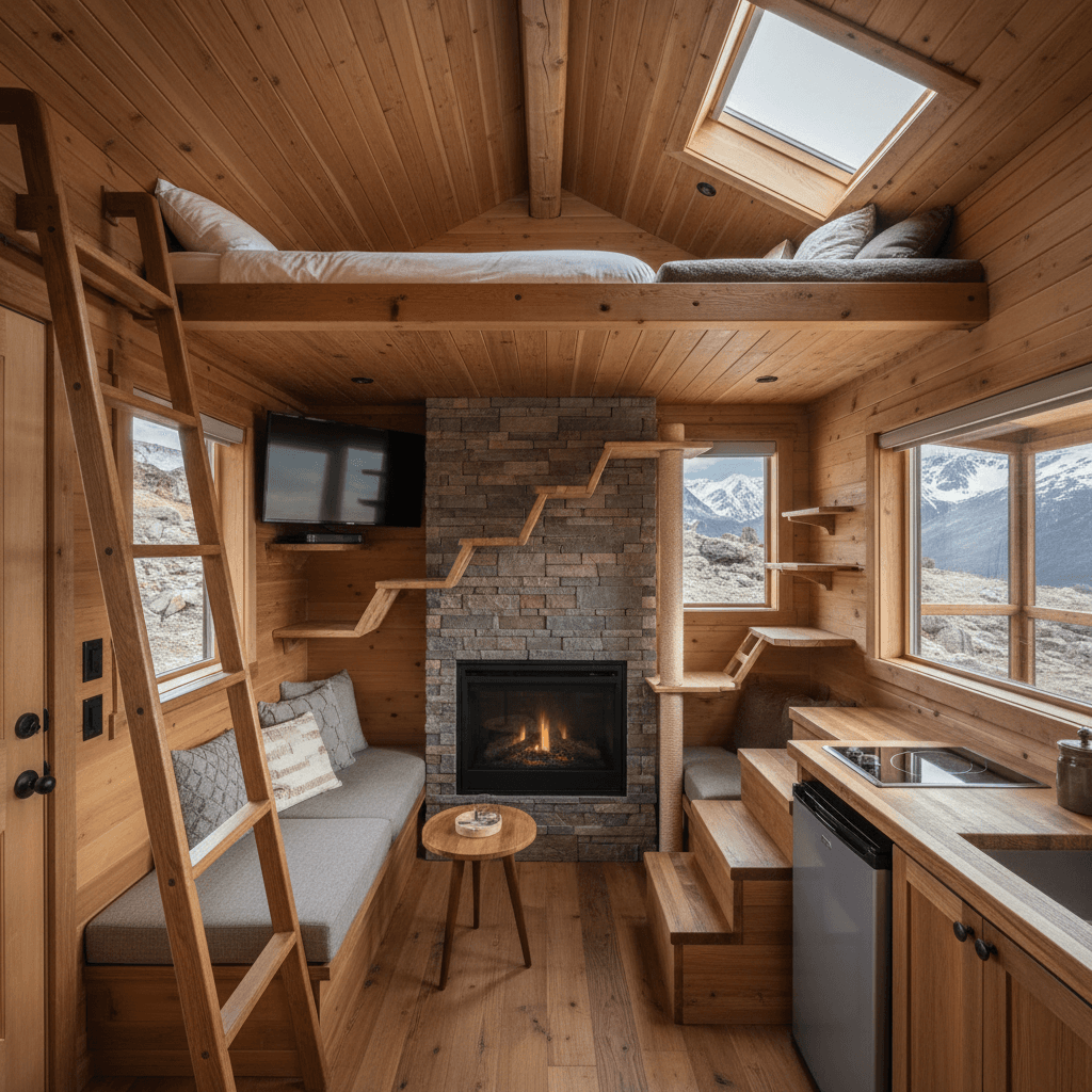 Rustic mountain Tiny House - Interior view