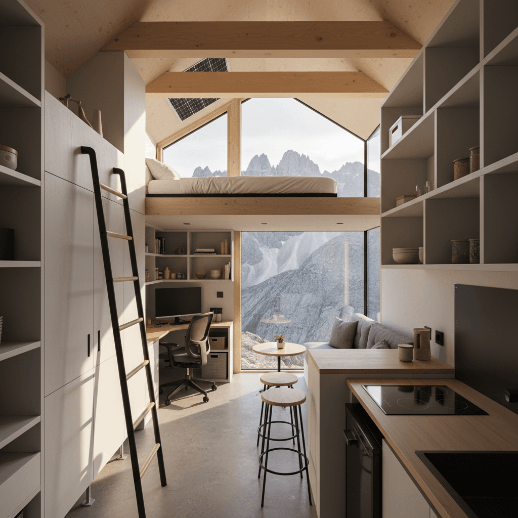 Modern mountain Tiny House - Interior view