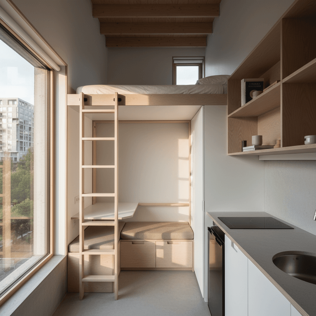 Minimalist Urban Tiny House - Interior view