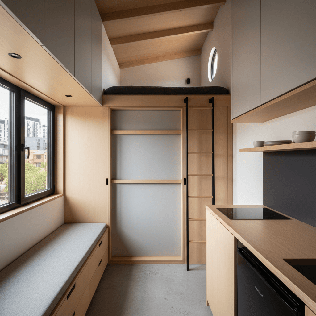 Minimalist Urban Tiny House - Interior view