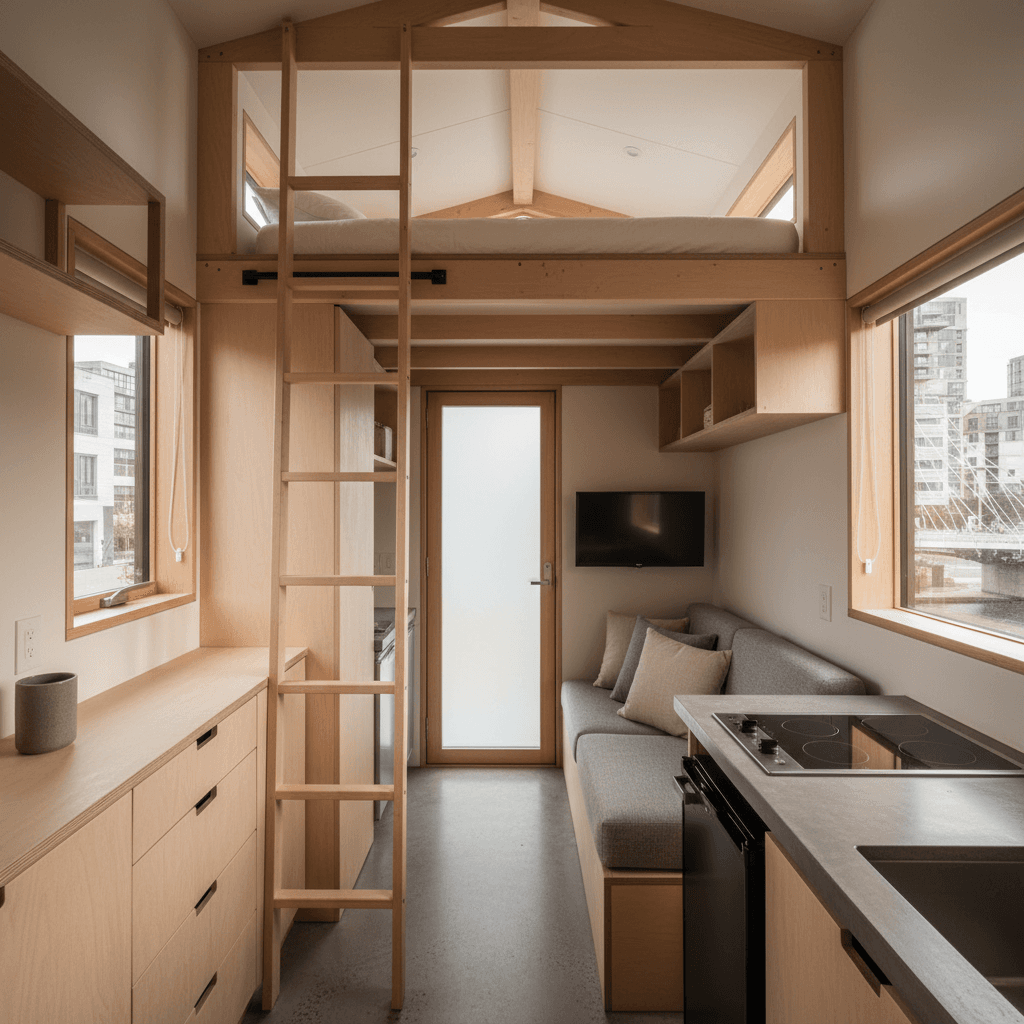 Minimalist Urban Tiny House - Interior view