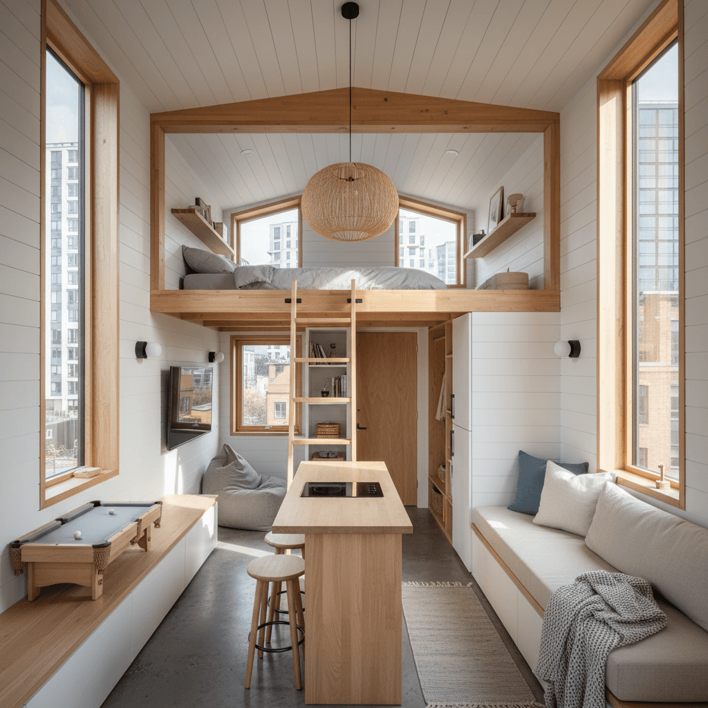 scandinavian Urban Tiny House - Interior view