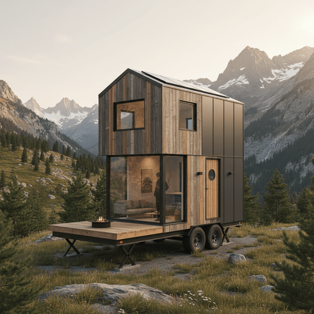 Minimalist mountain Tiny House - Exterior view