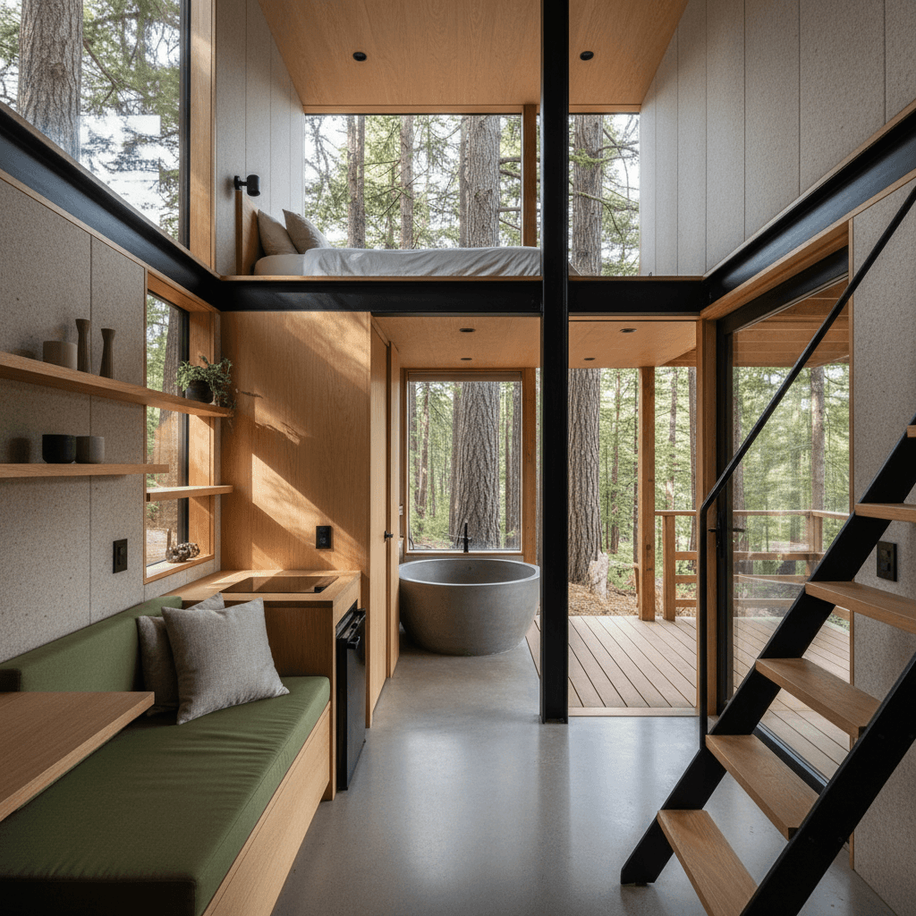 contemporary Forest Tiny House - Interior view