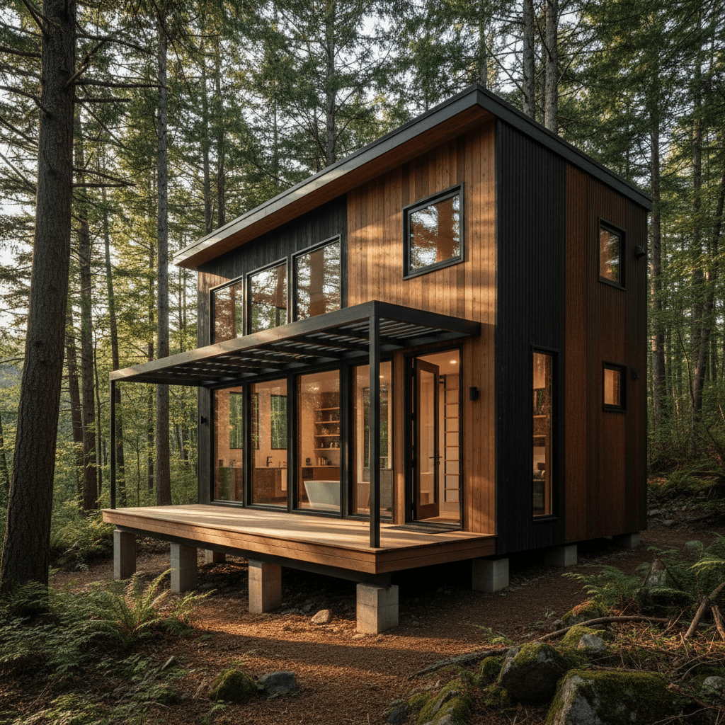 contemporary Forest Tiny House - Exterior view