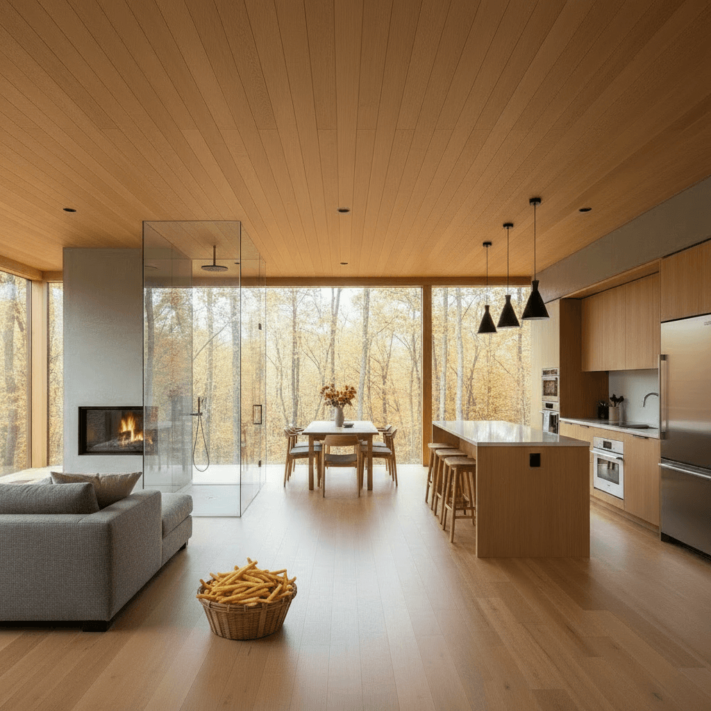 Modern Forest Tiny House - Show Whole Kind - Only Show Whole - Show Whole Living - Show Nice Open - Interior view