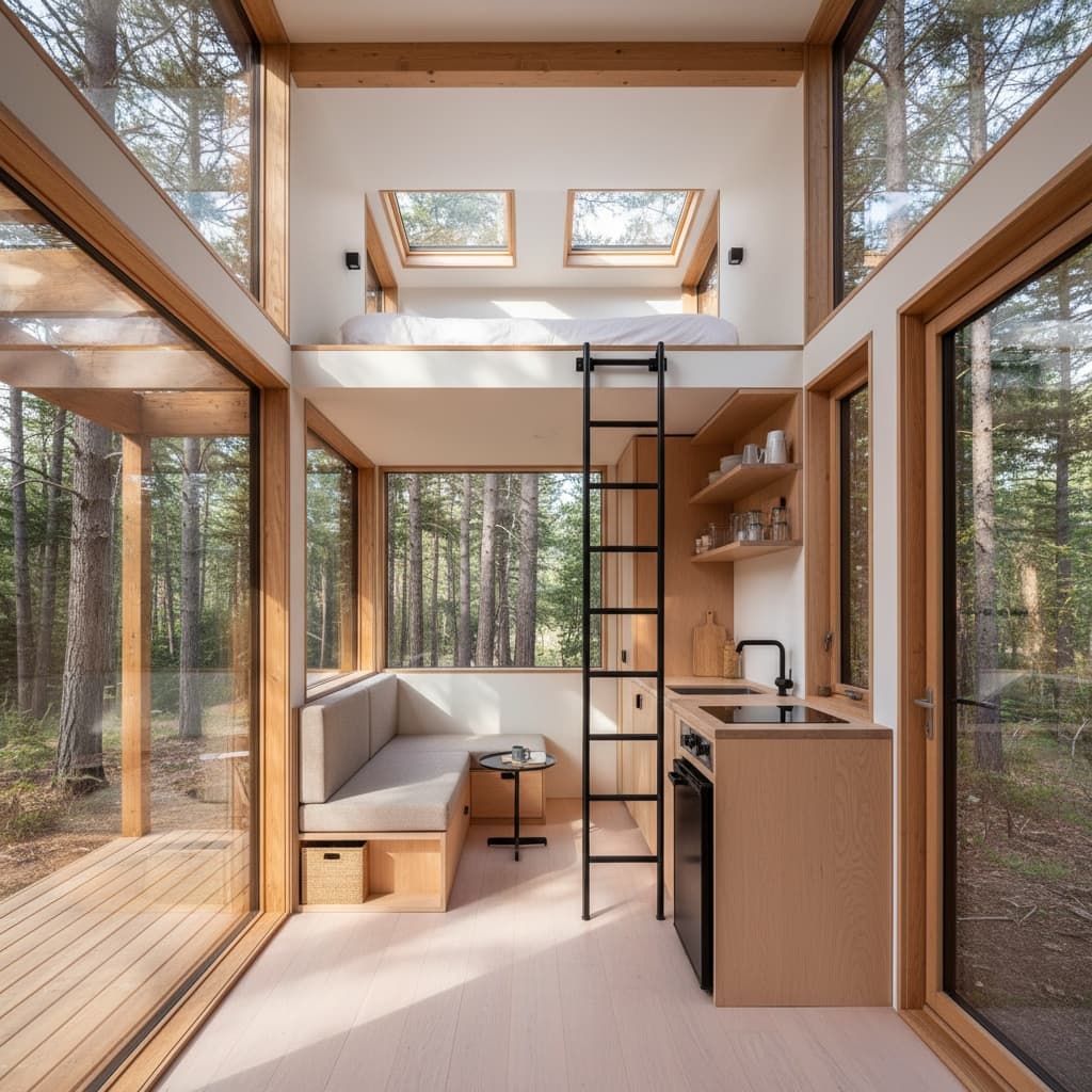 Modern Forest Tiny House - Interior view