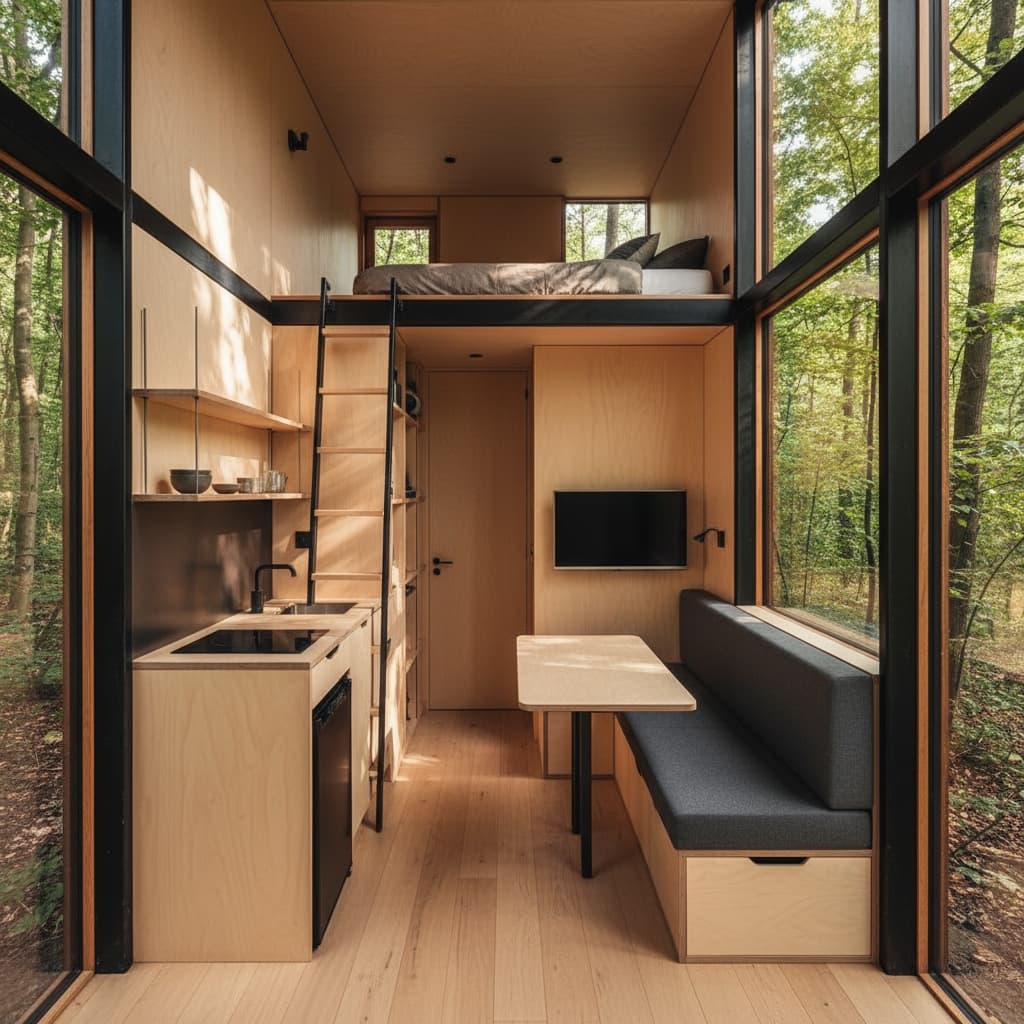 Modern Forest Tiny House - Interior view