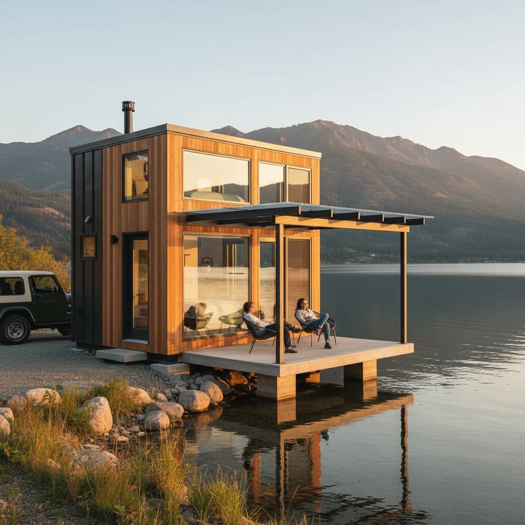 contemporary lakeside Tiny House - Exterior view