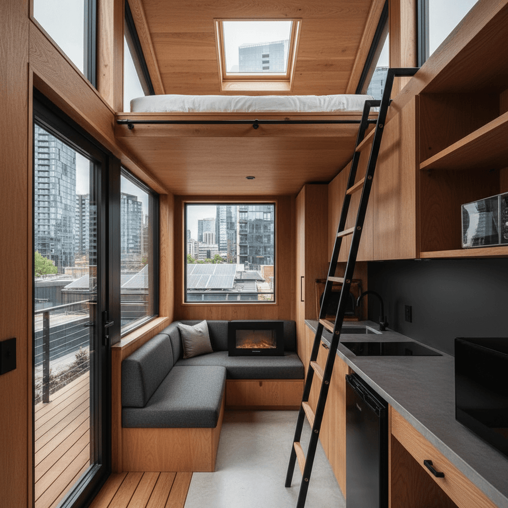 Modern Urban Tiny House - Interior view
