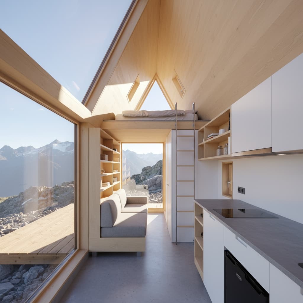 Modern mountain Tiny House - Interior view